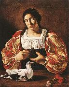 CECCO DEL CARAVAGGIO Woman with a Dove sdv Norge oil painting reproduction